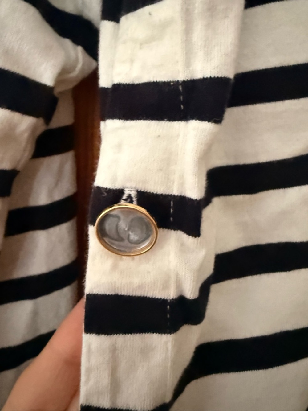 Sezane Noan Mariniere Navy and White Striped Boatneck Top - M - Picture 5 of 6